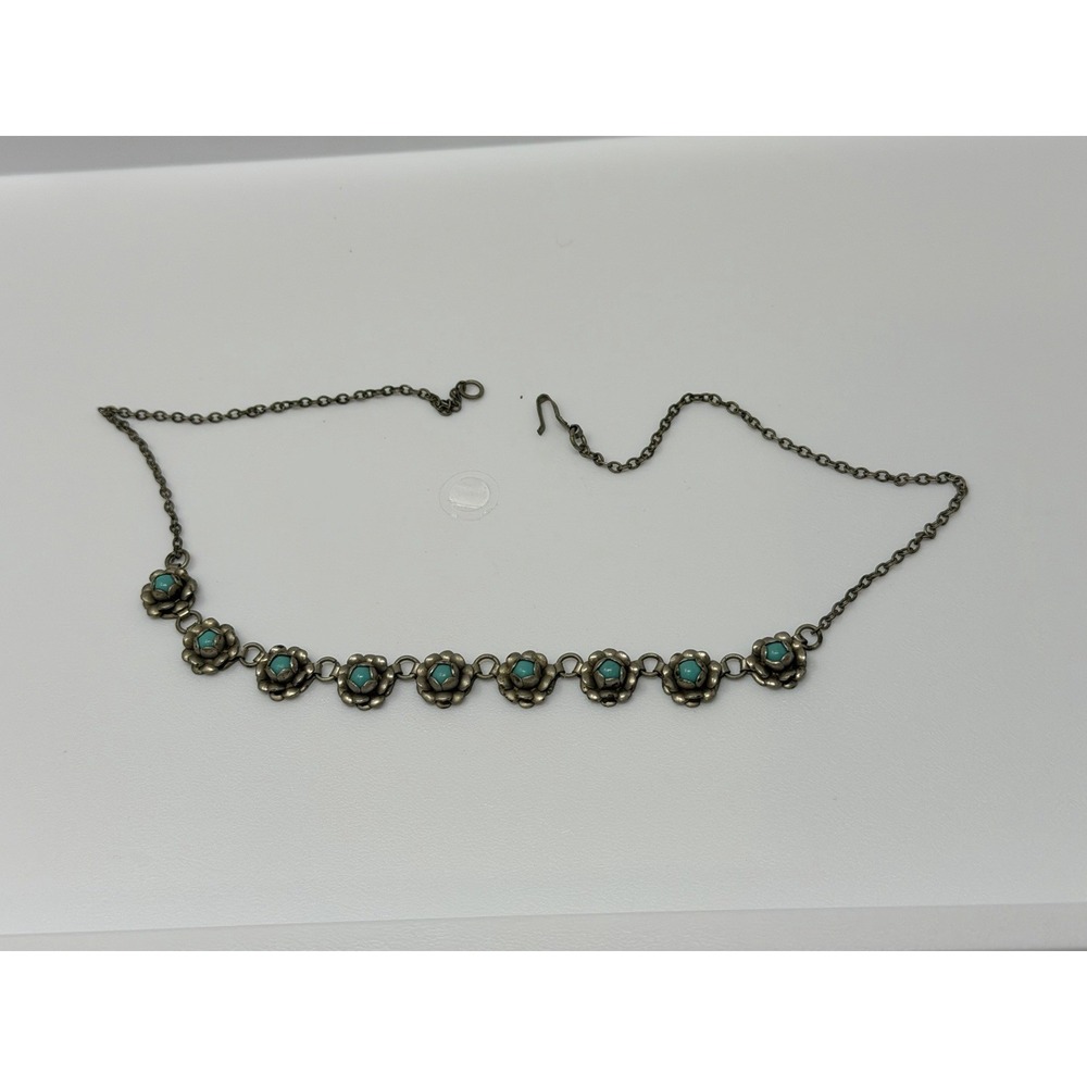 Southwestern Sterling Silver Rose Link Necklace